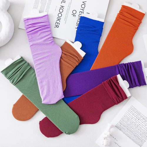 Thin pile socks mid-calf socks spring and summer all-match women's socks summer stockings net celebrity ice socks solid color summer socks for women