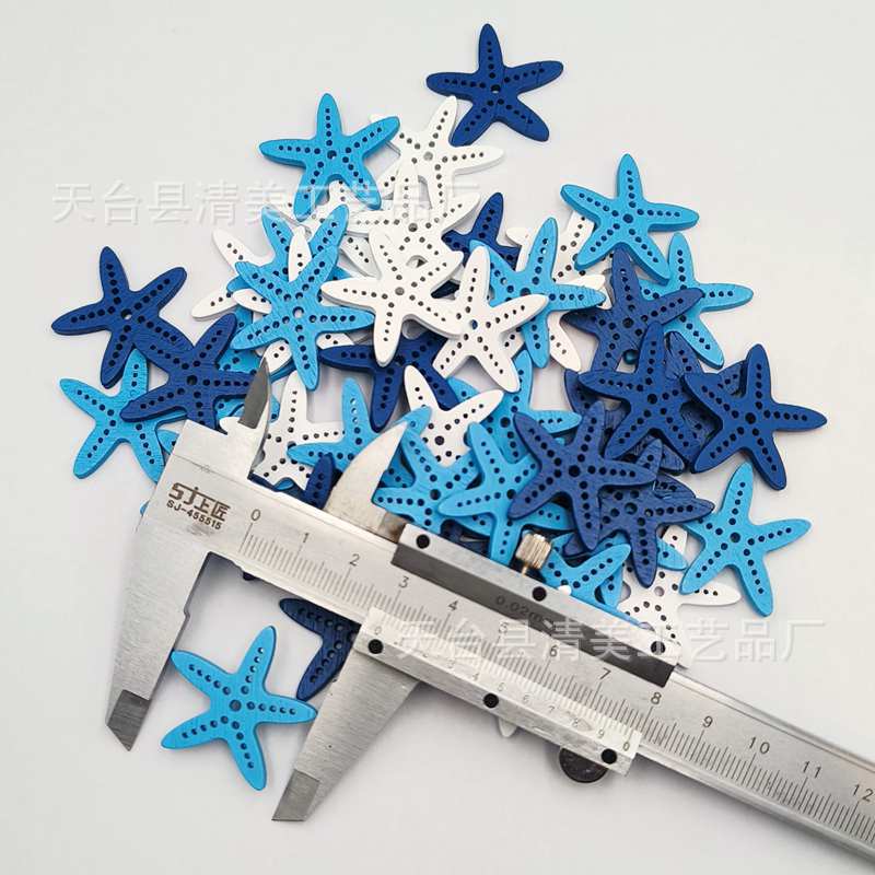 3cm estrellas de mar azul oscuro azul claro blanco de tres colores DIY de madera artesanías decorativas bloques de construcción pintados para niños
