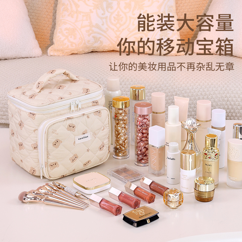 Nuevo tipo transfronterizo de alto valor facial de gran capacidad de almacenamiento de partición maquillaje mágico bolsa de maquillaje portátil de viaje bolsa de maquillaje