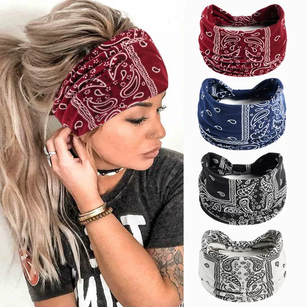 Bohemian Cashew Yoga Sports Hair Band Anti-sweat Sweat Stretch Cotton Headband Women's Headwear Hair Accessories