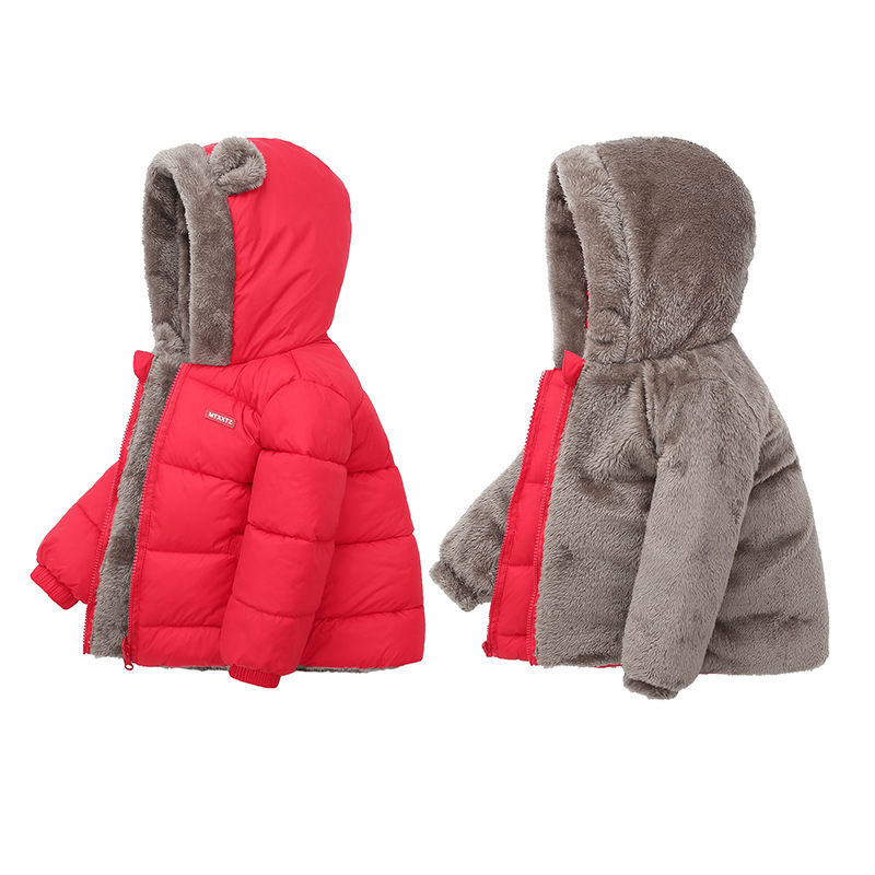 2022 abrigo acolchado de algodón de lana de cordero para niños nuevo abrigo acolchado de algodón para niños bebé niñas engrosada con capucha abrigo acolchado de algodón ropa de invierno para niños