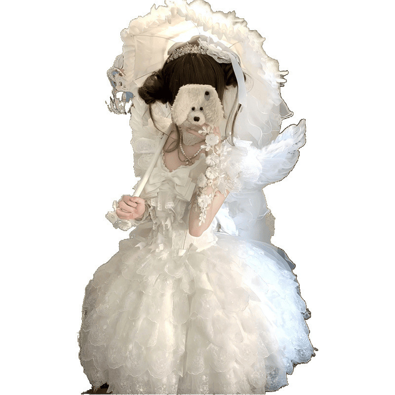 甜美可爱千堆雪蕾丝白jsk公主裙lolita洋装花嫁蛋糕蓬蓬裙洛丽塔|undefined