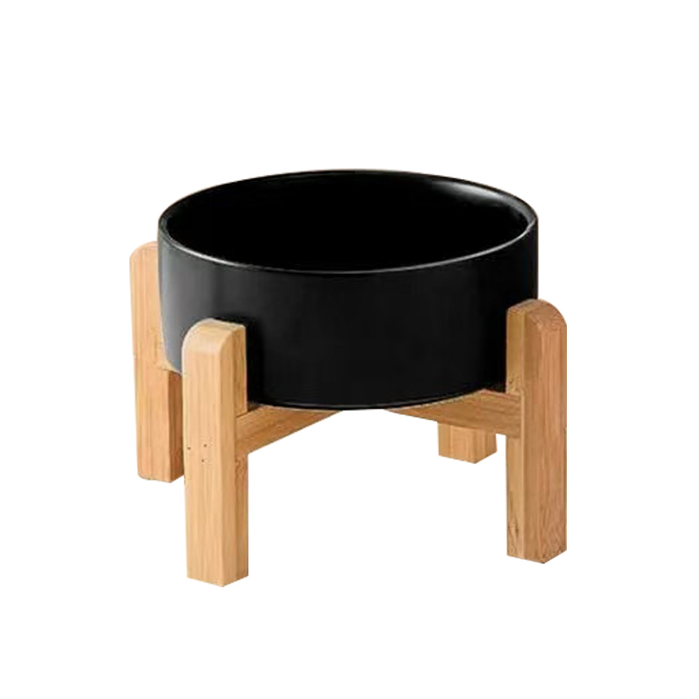 Tazón para perros de Amazon transfronterizo Tazón de arroz de mármol para gatos Marco de madera de bambú de patas altas Tazón para beber Tazón para comida para gatos Tazón para gatos Cerámica