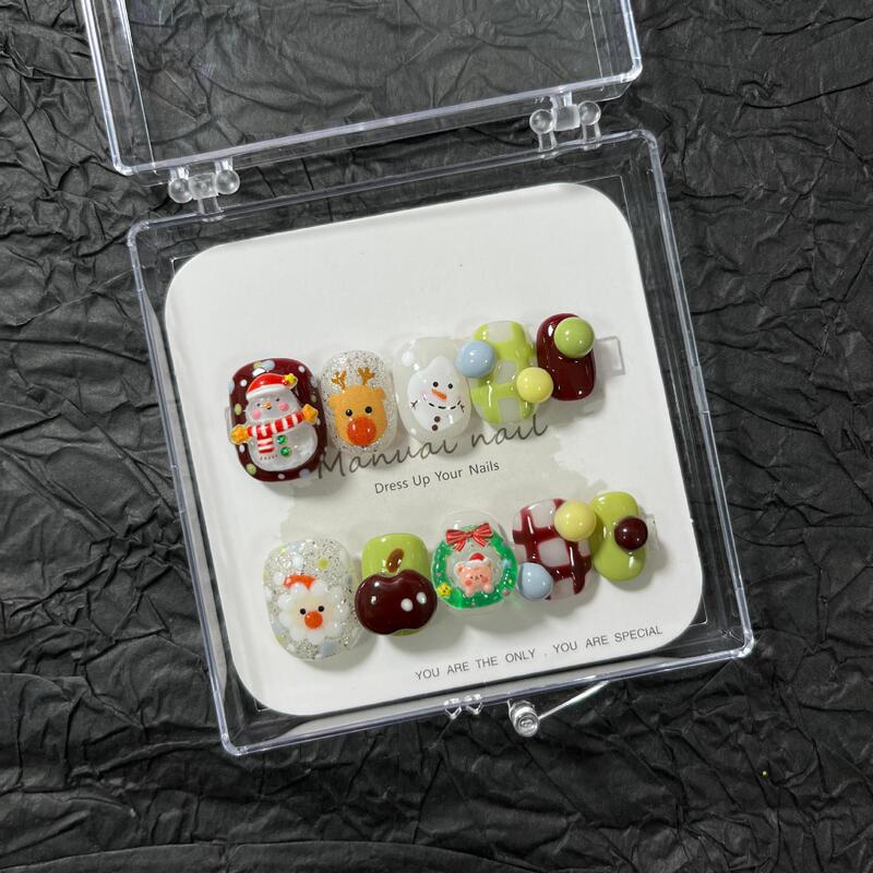 Handmade Cute Cartoon Snowman Winter Girl Short Round Wearing Nail Art Patch Removable A328 Handmade Cute Cartoon Snowman Winter Girl Short Round Wearing Nail Art Patch Removable A328