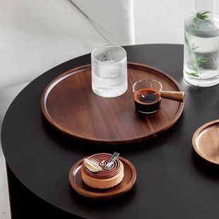 Customized Home Restaurant Acacia Wood Dinner Plate Round Tea Tray Home Coaster Solid Wood Japanese Snack Tray Solid Wood
