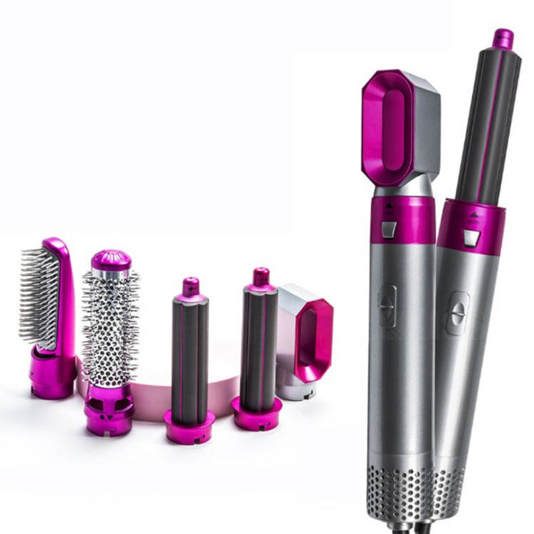 Amazon cross-border new five-in-one hot air comb automatic curling rod curling straight dual-purpose hair styling comb hair dryer