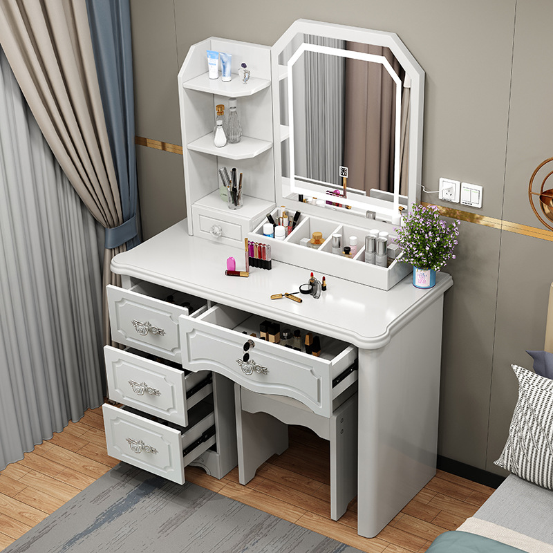 European Style Dressing Table Bedroom Modern Simple High-End Popular Ins Style New Small Dressing Table Storage Cabinet Integrated