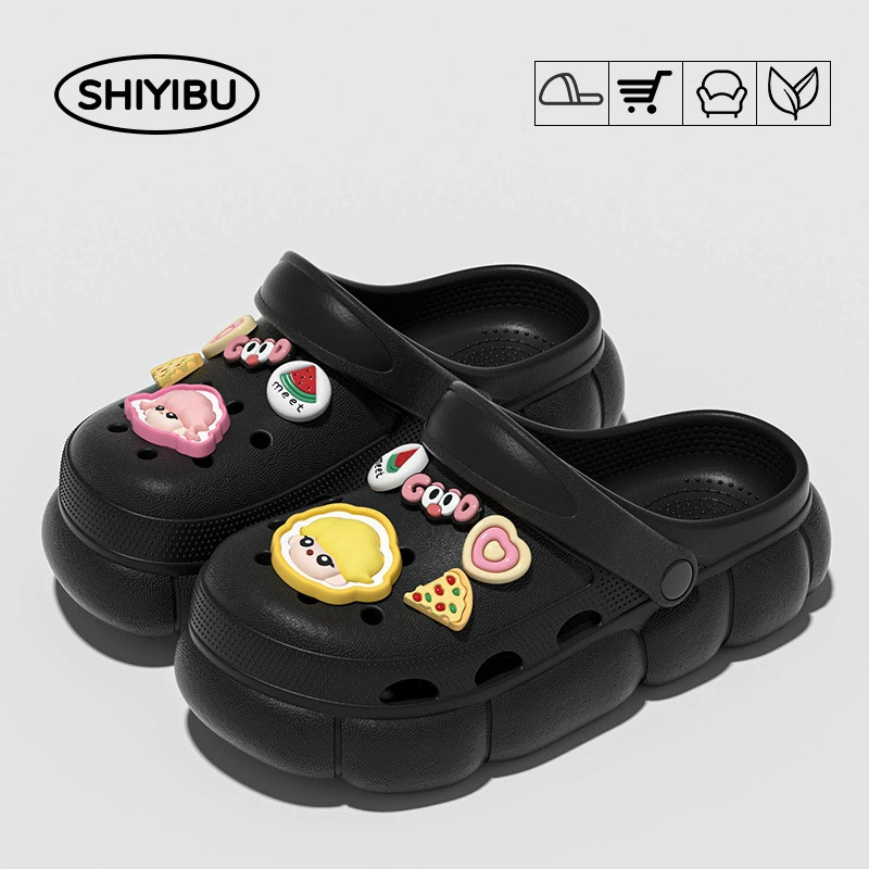 Обувь для дома / пляжа Eleven Doll Platform Slippers - новая летняя коллекция, нескользящие шлепанцы с милыми смайликами emoji и подвесками в виде пиццы