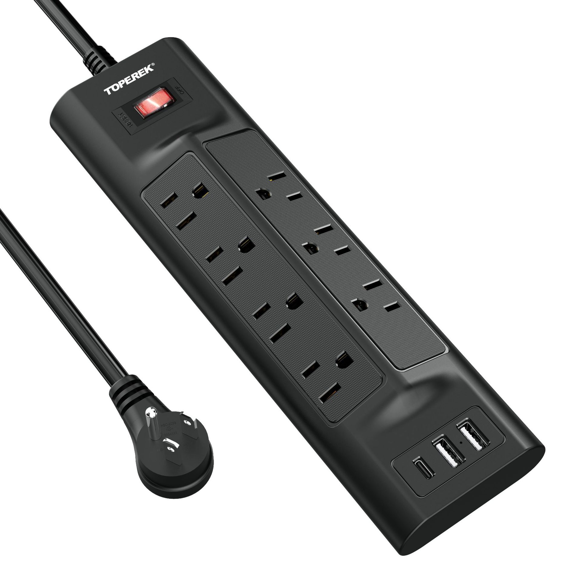 热销美规多孔大功率创意排插插线板，过载保护插座带USB-C输出