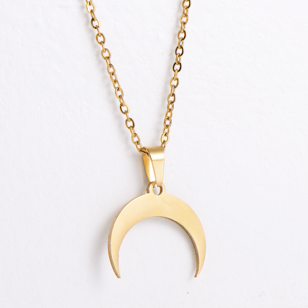 AML Titanium Ornament Simple Set Moon Earrings Fashion Pendant Plated Clavicle Chain 2021plated New