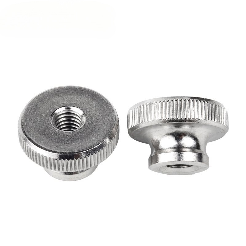 304不锈钢高头滚花螺母手拧螺帽通孔盲孔广告装饰M3M4M5M6M8M10