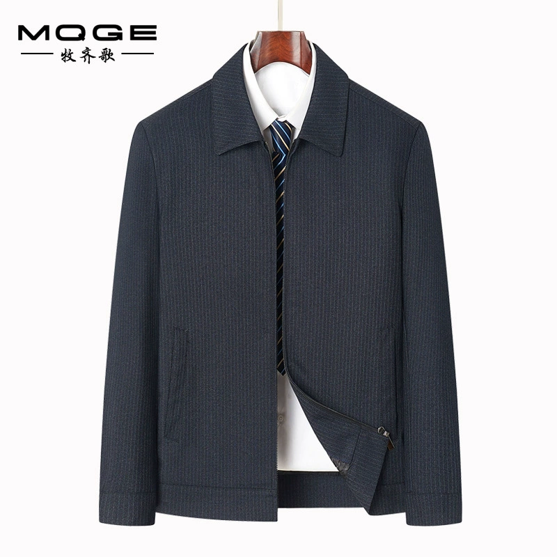 2024 весна и осень новые мужские куртки бизнес повседневные куртки с отворотом полосатые куртки для мужчин среднего и пожилого возраста