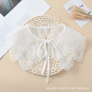 Bow lace-up shawl women's all-match organza fake collar spring and autumn bottoming decorative collar Korean style fake collar