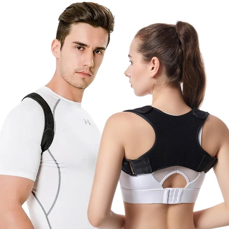 男性と女性のための矯正ベルト、大人用の目に見えない肩開き矯正ベルト、背中と肩のネックベルト、調節可能な座り姿勢矯正ベルト|undefined