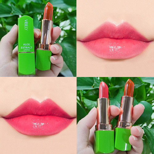 VIBELY jelly color-changing lipstick lip care aloe vera non-fading seven-color moisturizing warm-changing lipstick