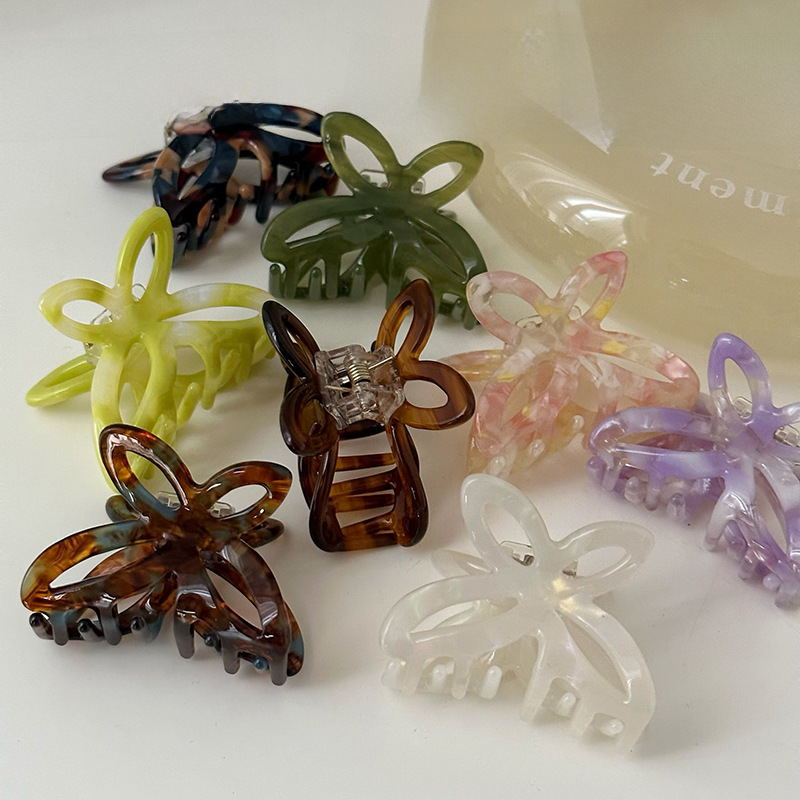 Piccola forcina per capelli con fiocco cavo, a forma di farfalla, con acido acetico, romantica, colore primaverile_voghion.com