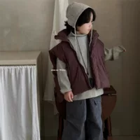 2024 новые мальчики и девочки дети корейские пуховые жилеты дети зимние пуховики жилеты теплые плечи
