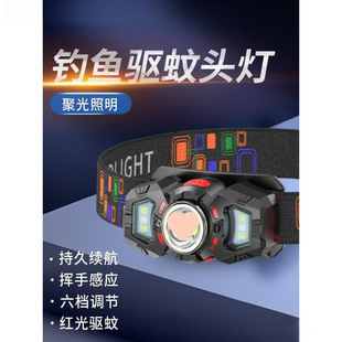 Smiling Shark Headlight Strong Light Rechargeable Super Bright Head-Mounted Fishing Lighting Ultra-Long Battery Life Induction Night Fishing Light