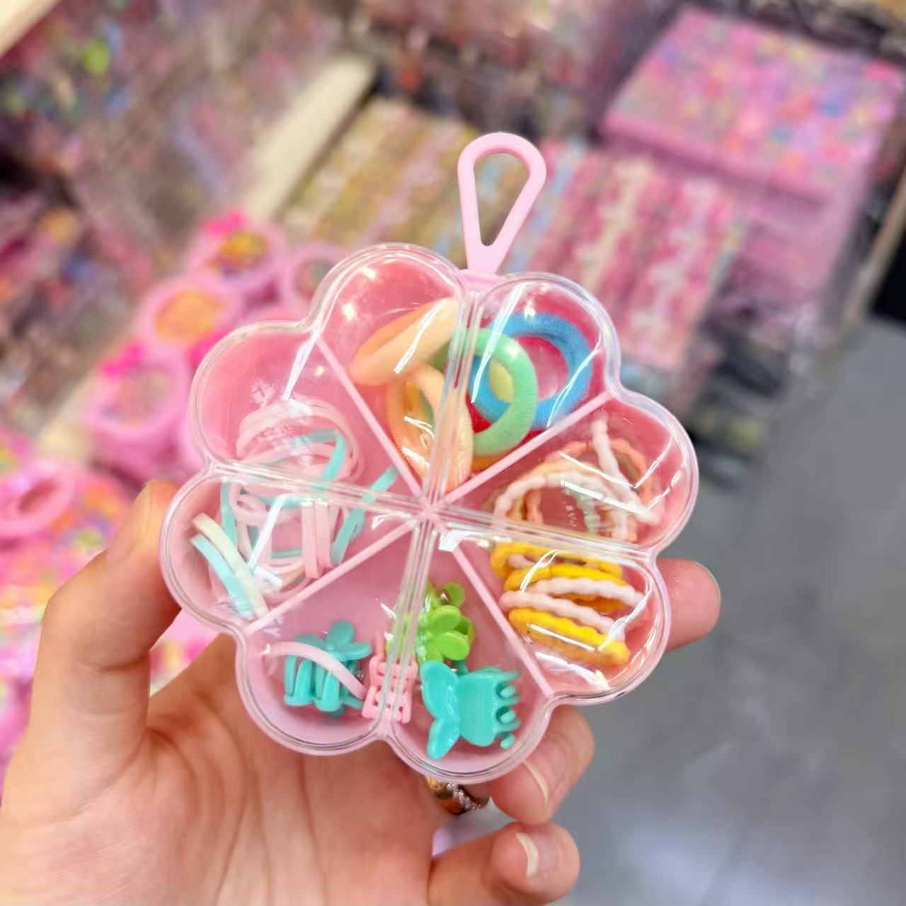 Mini cabeza de princesa en caja, clip de agarre pequeño, clip de flequillo, horquilla rota en la frente, banda elástica para niños, no daña el cabello, anillo del pulgar al por mayor image 9