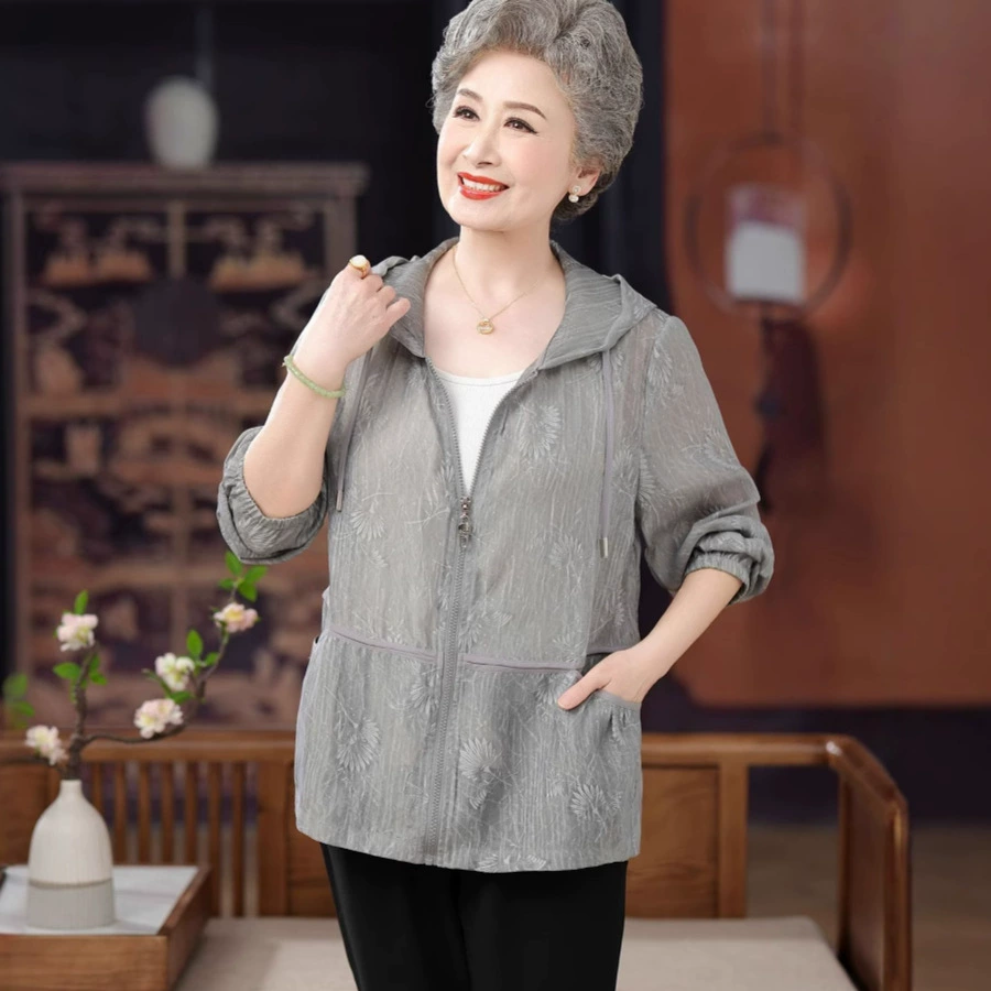 Бабушка Летний дышащий солнцезащитный крем Женская мама анти-ультрафиолетовый солнцезащитный крем для пожилых людей с капюшоном