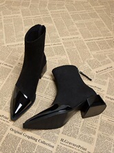 T 60340 Pointed Toe Suede Ankle Boots �����ͷ��ѥ