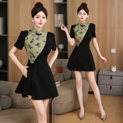 足浴工裝新款柔式足療店養生館技師工作服女夏季中式旗袍氣質套裝