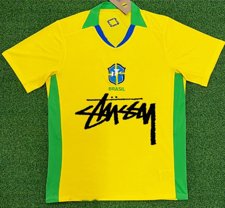 Футболка Stussy Stussy с подписью, Аргентина, Интер, Бразилия, Италия, Фламенго, короткие рукава