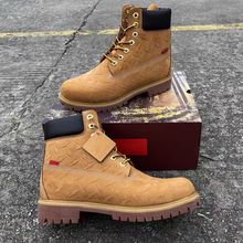 sup联名大黄靴头层防水牛皮踢不烂高帮马丁靴户外男靴鞋子保暖冬