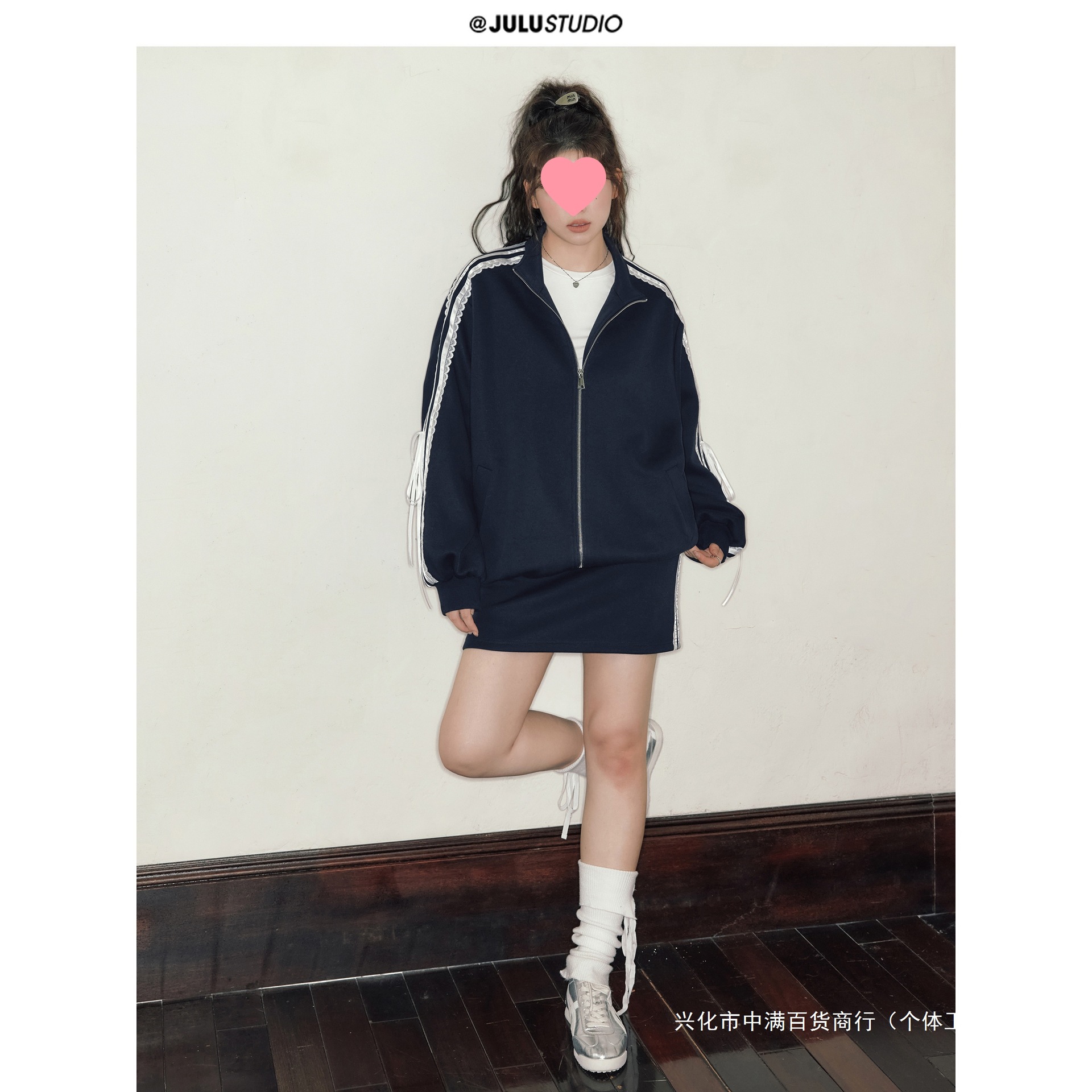 跨境巨鹿工作室&ldquo;都市俱乐部&rdquo;微胖mm少女感休闲蕾丝夹