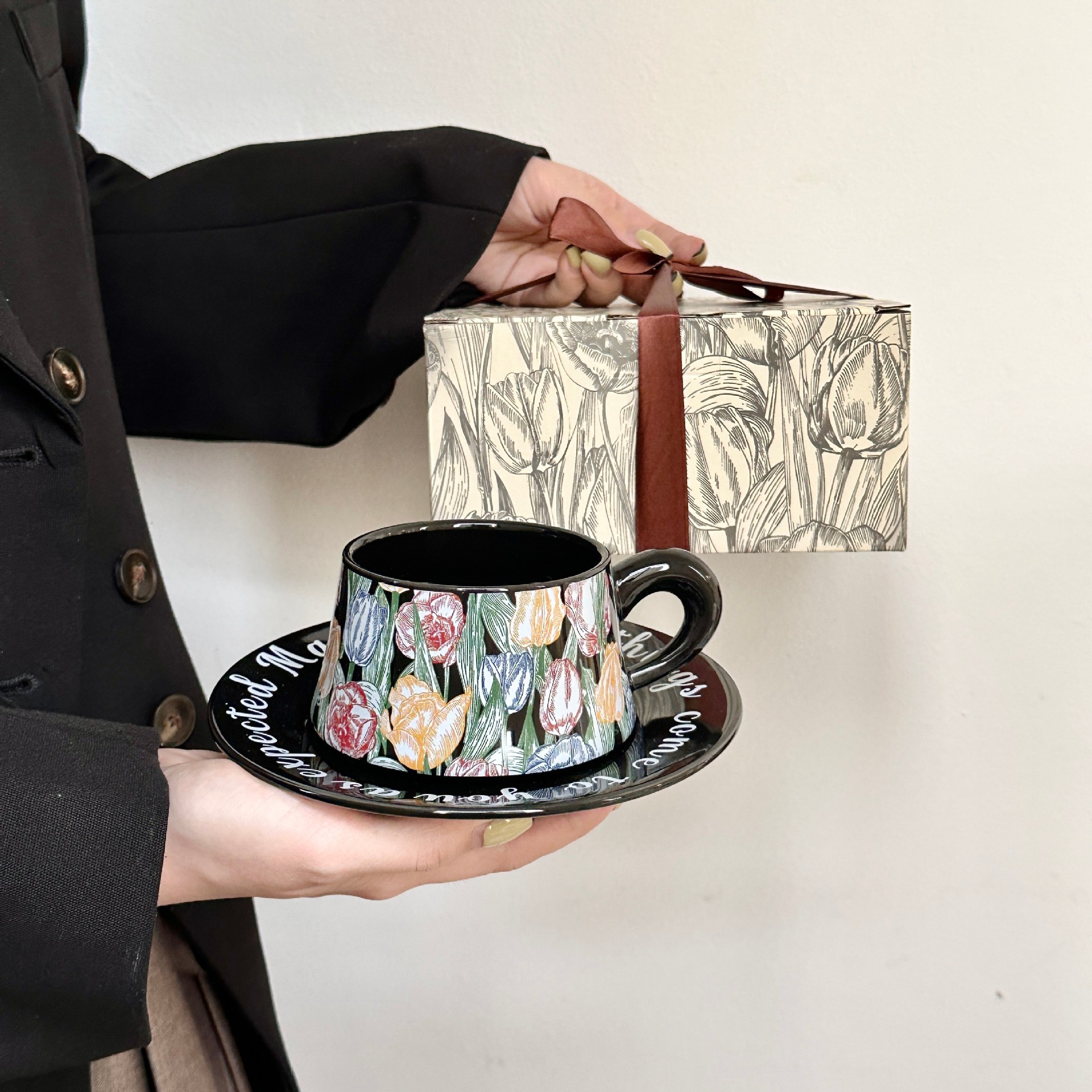 Tazas de café de estilo medieval, tazas de cerámica de alta calidad, tazas de té de la tarde, regalo para chicas
