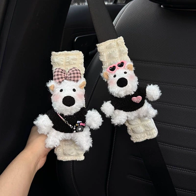 Car Seat Belt Shoulder Pads, Cute Seat belt shoulder pad - kage-knotm-black-sweater-xigao-puff-guard-2