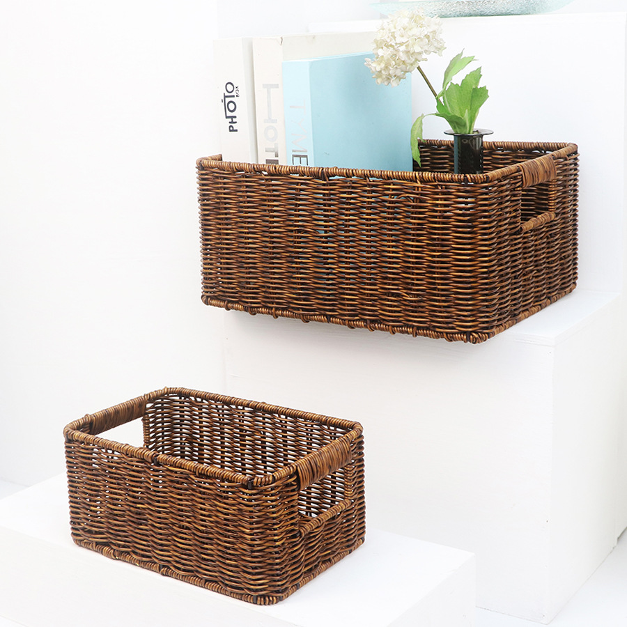 Cesta de almacenamiento de ratán hogar ropa de gran capacidad misceláneas escritorio merienda juguete organización cocina cesta de almacenamiento