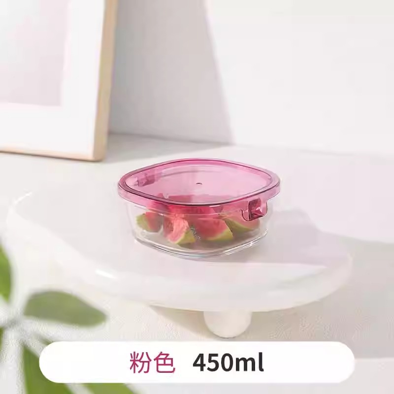 Caja de almuerzo de vidrio especial calentada por horno de microondas, caja de frutas, ensalada, caja de conservación de verduras de alto silicio