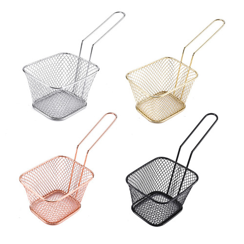 Stainless steel French fries frying basket Snacks frying mesh basket Oil drain basket Fried chicken basket French fries basket
