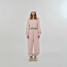 现thebar*net粉色连帽针织衫韩国设计师女装高腰休闲裤韩系套装女