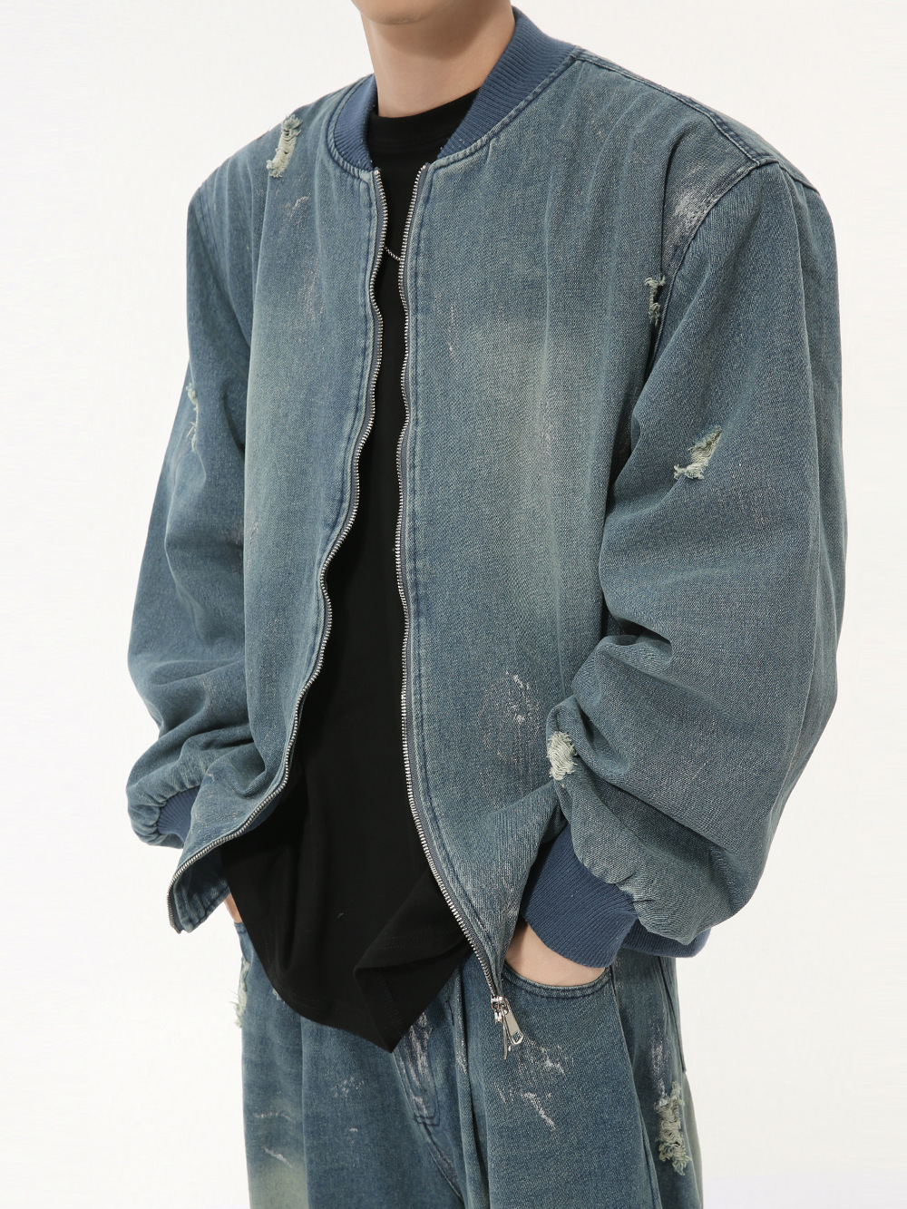 MTLCLOTHES Hombres| Nuevos productos de otoño retro estadounidenses lavado con agua para hacer viejos trajes de vaqueros de moda casuales