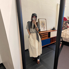 2025年秋季新款小个子女生松紧高腰薄夹棉宽松休闲百搭半身裙