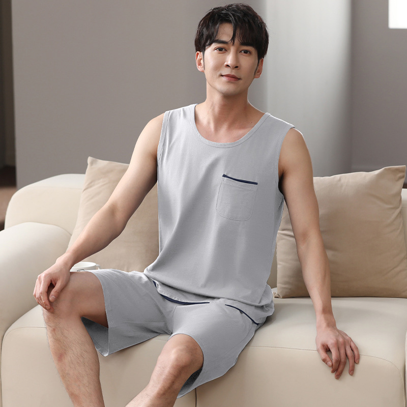 男士粘纤棉大码家居服薄款XXXXL短袖套头睡衣男套装春夏居家服 RC