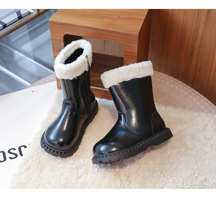 Girls' Children's Martin 2025 Autumn New Fleece-Lined Cotton Shoes Winter Baby Warm Snow Mid-High Boots_voghion.com