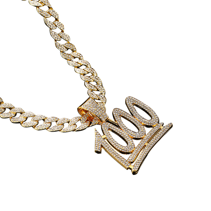 Gatvės repo asmenybės 1000 numeris, pilnas deimantų, hiphopo nišinio dizaino skaitmeninis pakabukas, vyriški kubietiški karoliai_voghion.com