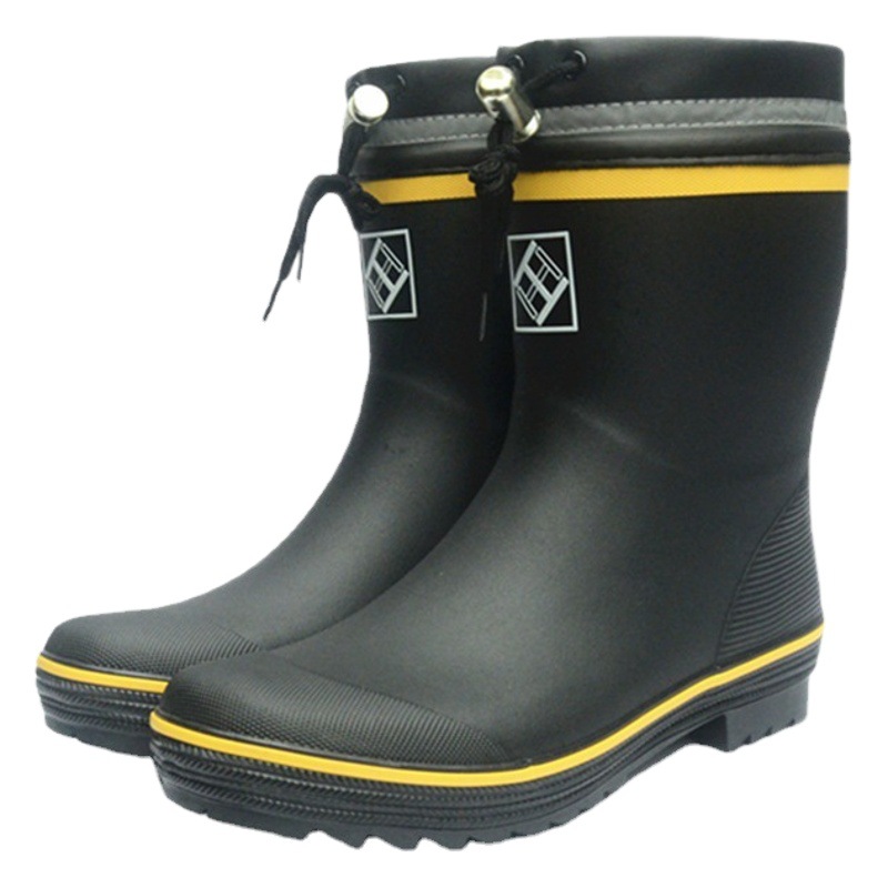 H013 Botas de lluvia de goma para hombres Botas de lluvia forradas de lana zapatos de pesca de media pantorrilla para hombres zapatos de agua suave al aire libre zapatos de goma de estilo japonés y coreano
