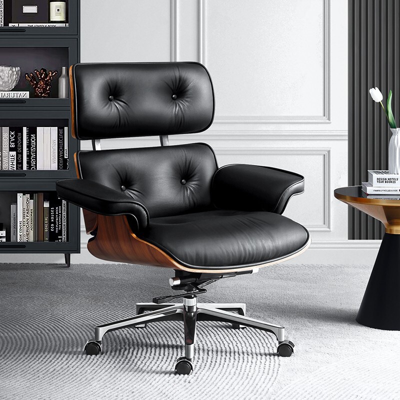 Eames Book Chair Sofa Chair Artistic Creative Luxury First Layer Cowhide Italian Minimalist Black Office Desk Chair