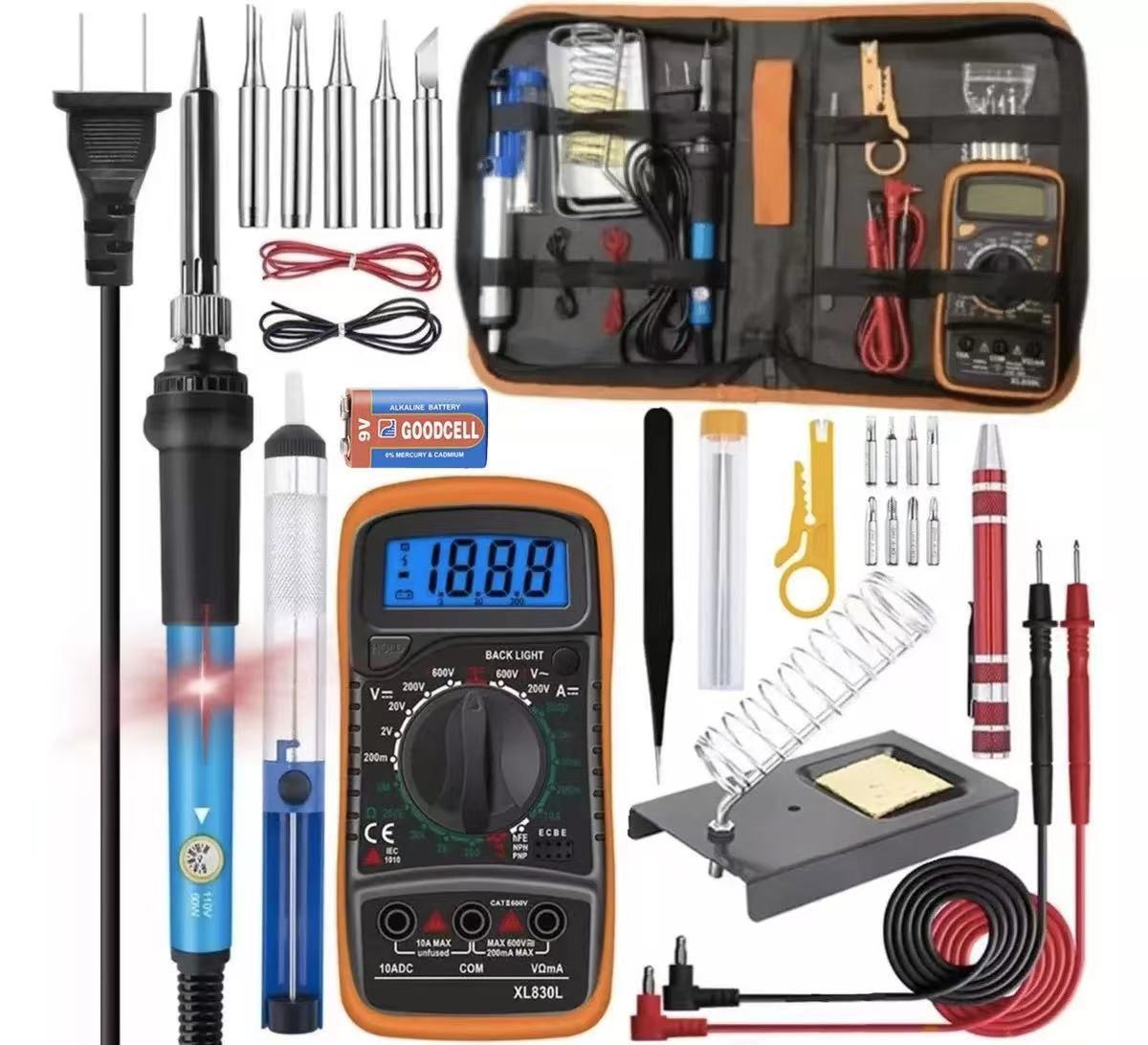 Juego de soldador eléctrico de temperatura constante Temperatura ajustable 60W Máquina de soldadura estándar europea/británica/estadounidense Soldadura de hierro eléctrico térmico interno