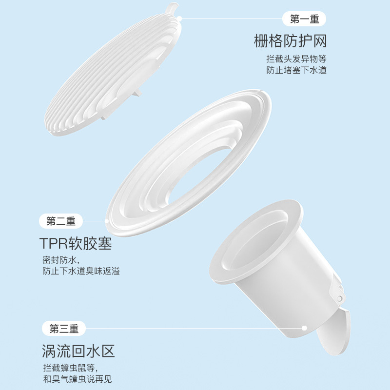 Desagüe de suelo antiolor inodoro cocina anti-insectos anti-olor silicona drenaje desagüe de suelo alcantarillado anti-bloqueo filtro tanque