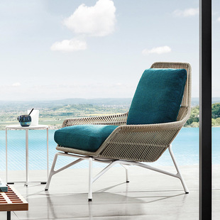 Outdoor Rattan Chair, Outdoor Courtyard Balcony Garden, Woven Rope Leisure Chair, Scandinavian Internet Celebrity Open-Air Single Sofa Lounge Chair