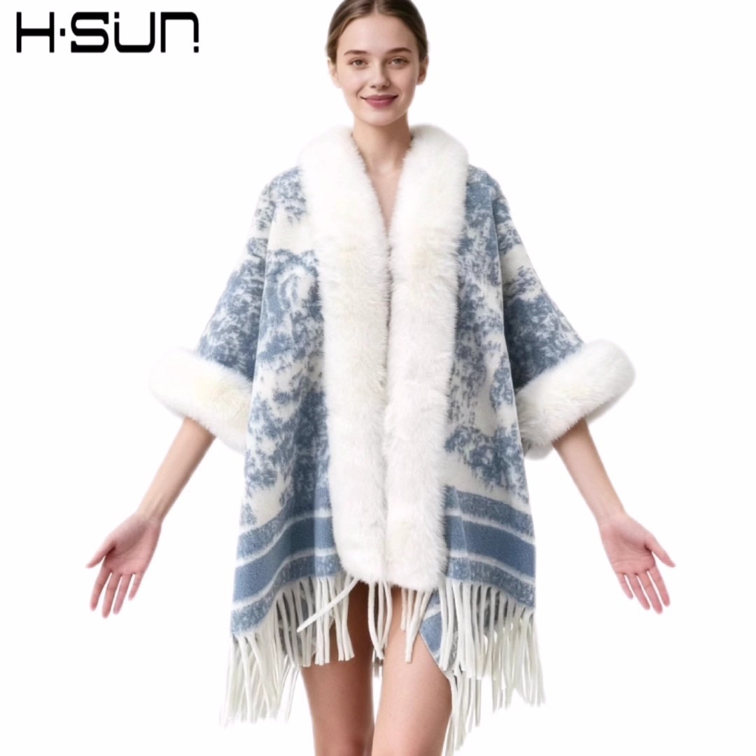 Nuevo punto de alta sensación capa de chal retrógrado elegante estilo nacional lana chal cálido estilo nacional universal