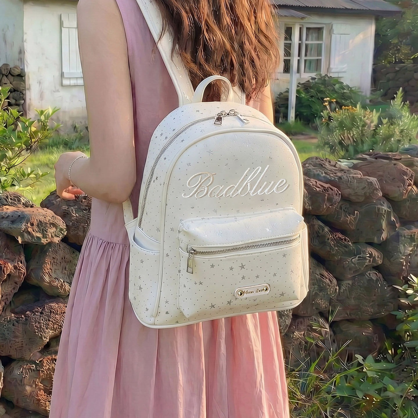 Mochila universitaria estrellas ociosas mujeres exquisitas coreanas 2026 estudiantes nueva mochila blanca mochila escolar