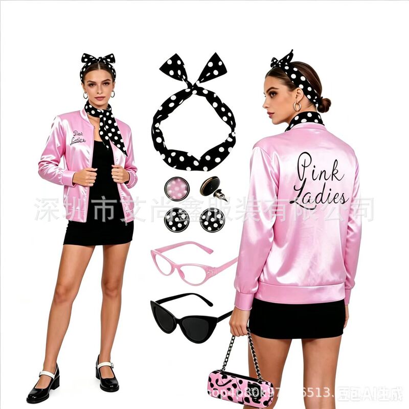 Factory Direct Sale Fashion Letter-Print Satin Baseball Jacket for Women with Scarf, Party Performance Outfit, Same-Day Shipping