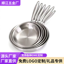 跨境 304不锈钢平底锅家用加厚无涂层不粘锅燃气灶电磁炉专用煎锅