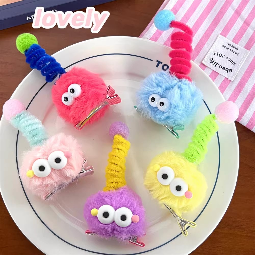 Antenna Big Eye Hair Clip Ugly Cute Adorable Autumn Winter Plush Weird and Wonderful Playful Fringe Hair Clip Duck Bill